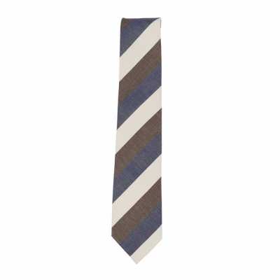 HVN-62 Corbata de seda hecha a mano VANNERS estilo regimental azul marino/marrón
