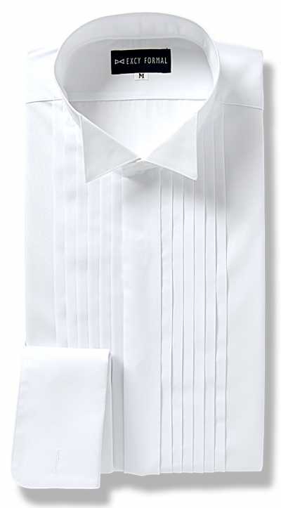 ST-501 Camisa con cuello de alas, delantero plisado y tapeta oculta