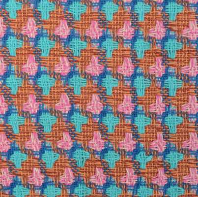 A7545 Linton Tweed, tejido hecho en Inglaterra naranja × azul turquesa × rosa