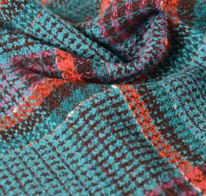 Y6513 LINTON Linton Tweed Made In England Textil Azul Turquesa X Rojo LINTON Foto secundaria