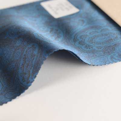 URJ-001 Made In Italy Cupra 100% Estampado Forro Paisley Pattern Azul[Recubrimiento] TCS Foto secundaria