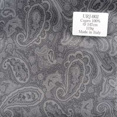 URJ-002 Forro estampado 100% cupro de fabricación italiana, con motivo paisley gris
