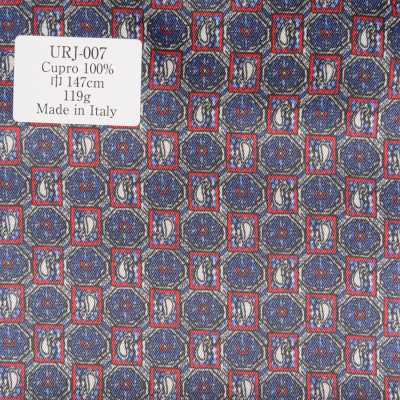 URJ-007 Forro estampado de cupro 100% de fabricación italiana, motivo pequeño