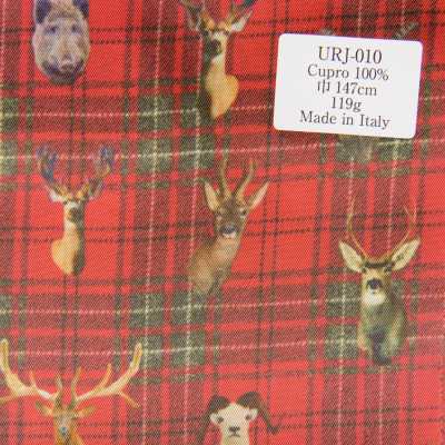URJ-010 Hecho en Italia, forro estampado 100% cupro con cuadros tartán sobre estampado animal