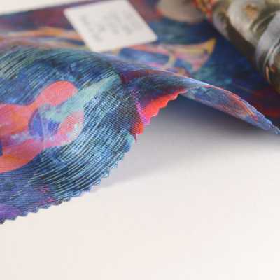 URJ-015 Hecho En Italia Cupra 100% Forro Estampado Patrón De Instrumento Musical Fantástico[Recubrimiento] TCS Subfoto