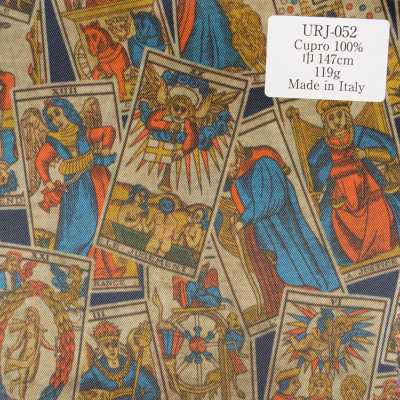 URJ-052 Hecho en Italia, forro estampado de cupro 100%, motivo Pop Card