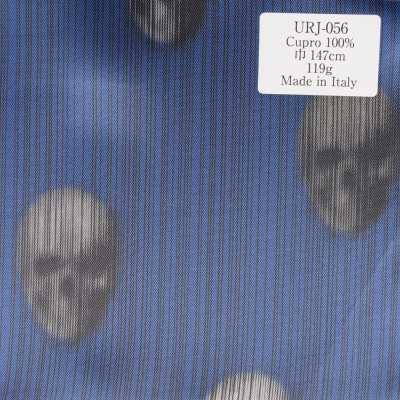 URJ-056 Hecho en Italia Forro estampado de cupro 100% con patrón de esqueletos de terror oscuro
