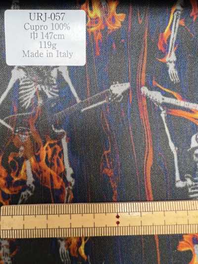 URJ-057 Forro estampado de cupro 100% fabricado en Italia, estampado Skull Rock