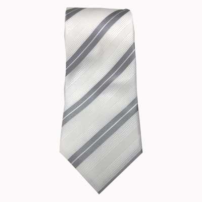 NE-404 Corbata de rayas blancas Nishijin-ori