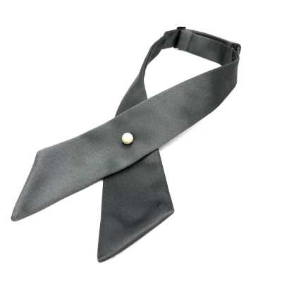CT-508 Corbata cruzada, vista de seda, gris