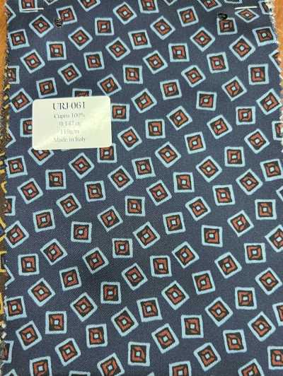 URJ-061 Hecho en Italia, forro estampado de cupro 100 %, motivo de cuadros azules