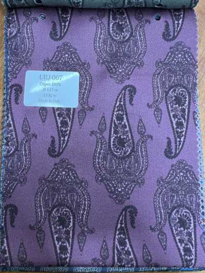 URJ-067 Forro estampado de Cupro 100% fabricado en Italia, gran motivo paisley, morado oscuro