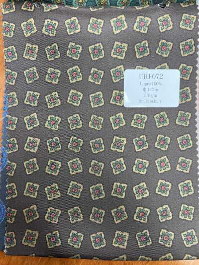 URJ-072 Forro estampado 100% cupro fabricado en Italia, estampado floral pequeño, marrón