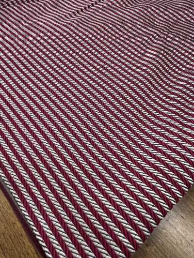 AI-14 Seda jacquard de rayas horizontales granate x plata [liquidación]