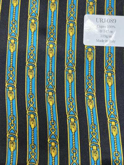 URJ-089 Forro estampado de Cupro 100% fabricado en Italia, Zipper Blue