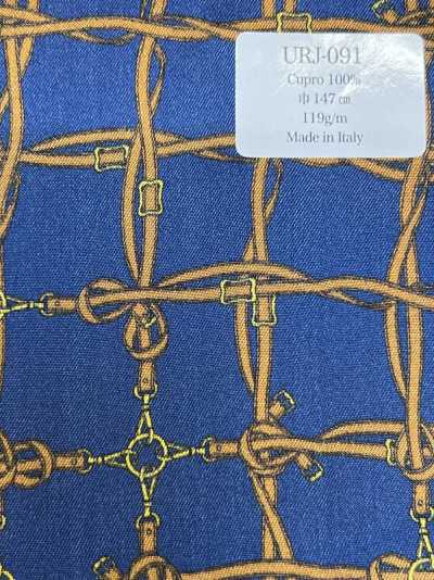 URJ-091 Hecho en Italia 100% Cupro Forro estampado Cuadro cinturón Azul