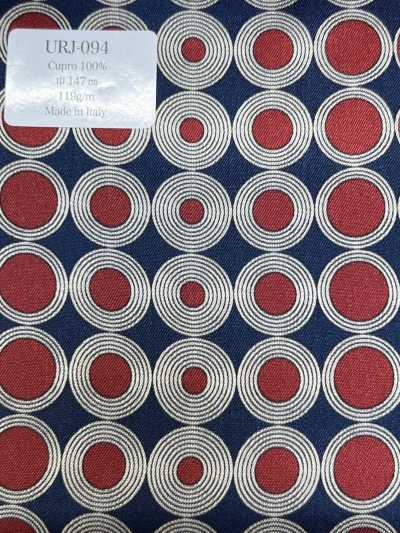 URJ-094 Hecho en Italia Cupro 100% Forro estampado de lunares múltiples rojo × azul marino