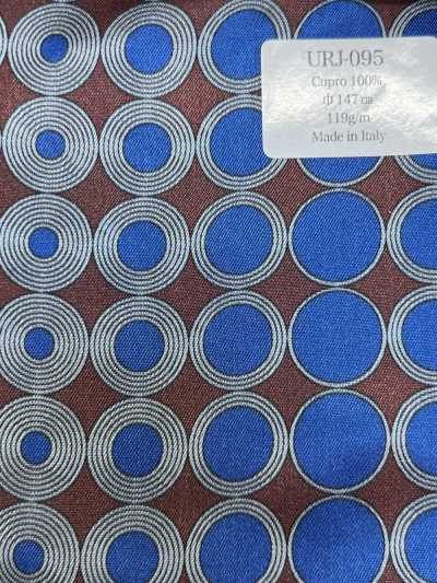 URJ-095 Hecho en Italia Cupro 100% Forro estampado Multi dot azul x marrón