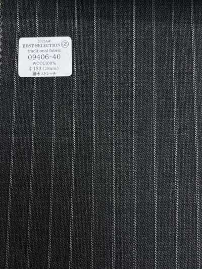 09406-40 26AW BEST SELECTION [tela tradicional] Raya gris elástica repelente al agua