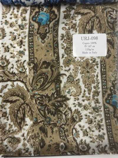 URJ-098 Forro estampado de cupro 100% fabricado en Italia, con estampado paisley marrón