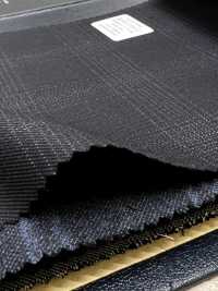 M02064-2 Línea Exclusiva KUNISHIMA1850 【Lana Peinada Superfina】Cuadros Jaspeados Azul Marino[Textil] Compañía Kunishima Co., Ltd. Subfoto