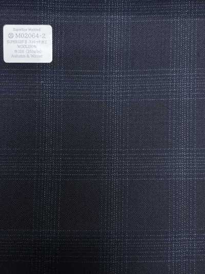 M02064-2 KUNISHIMA1850 Línea exclusiva [Lana peinada superfina] Cuadro jaspeado azul marino