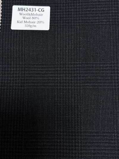 MH2431-CG Sarga peinada estándar de lana y mohair fabricada en Japón (estilo Tonic) a cuadros gris carbón