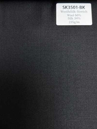 SK3501-BK Negro estándar de seda, lana y elástico fabricado en Japón