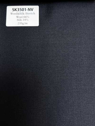 SK3501-NV Estándar, de fabricación japonesa, elástico de seda y lana, azul marino