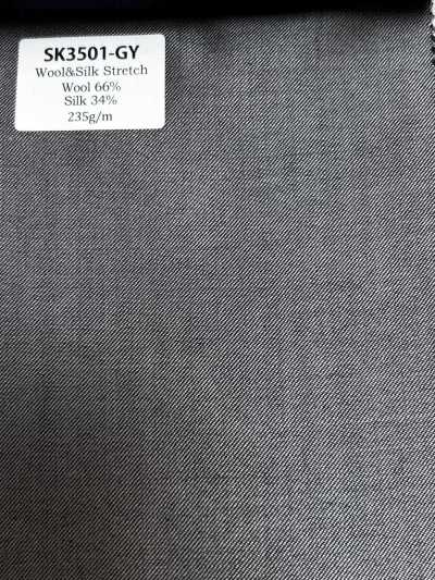 SK3501-GY Gris estándar elástico de lana y seda fabricado en Japón