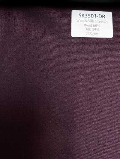 SK3501-DR Tejido elástico estándar de seda y lana japonesa, rojo oscuro