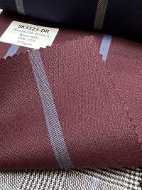 SK3523-DR Seda y lana elástica con rayas, fabricada en Japón, rojo oscuro estándar[Textil] Más fotos