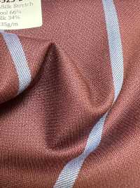SK3523-DR Seda y lana elástica con rayas, fabricada en Japón, rojo oscuro estándar[Textil] Más fotos
