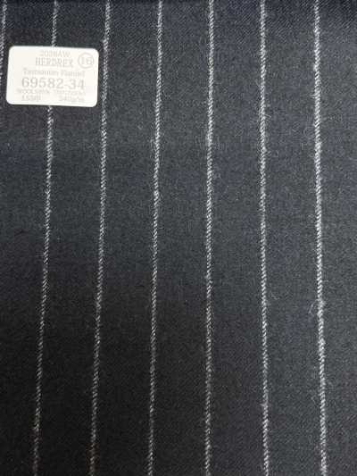 69582-34 26AW HERDREX [Tasmanian Flannel] Seda y lana a rayas azul marino