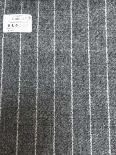 69582-69 26AW HERDREX [Franela de Tasmania] Raya gris claro de seda y lana