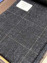 56CN5231 CANONICO Tejido de sastrería de lana, seda y lino fantasía Azul marino/Marrón cuadro ventana[Textil] CANÓNICO Más fotos