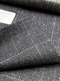 56CN5231 CANONICO Tejido de sastrería de lana, seda y lino fantasía Azul marino/Marrón cuadro ventana[Textil] CANÓNICO Más fotos