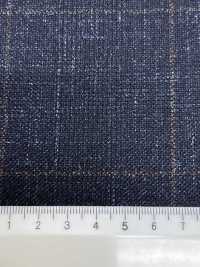 56CN5231 CANONICO Tejido de sastrería de lana, seda y lino fantasía Azul marino/Marrón cuadro ventana[Textil] CANÓNICO Más fotos