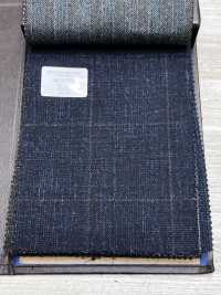 56CN5231 CANONICO Tejido de sastrería de lana, seda y lino fantasía Azul marino/Marrón cuadro ventana[Textil] CANÓNICO Más fotos