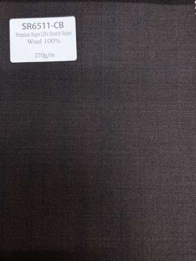 SR6511-CB Estándar de fabricación japonesa Premium Super 120's de hilado sencillo elástico Solaro pana marrón 
