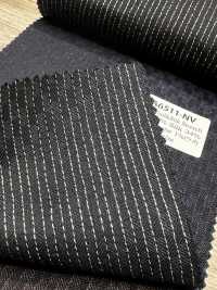 LA6511-NV Lana elástica de seda y lamé, rayas azul marino, fabricada en Japón[Textil] HOSOI SYOJI Más fotos