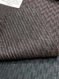 LA6511-BR Lamé de seda y lana elástica a rayas marrones fabricado en Japón[Textil] HOSOI SYOJI Más fotos
