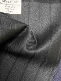 SK6521-GR Hecho en Japón, rayas verdes elásticas de seda y lana[Textil] HOSOI SYOJI Más fotos