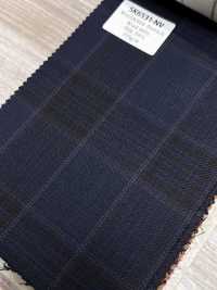 SK6531-NV Hecho en Japón, mezcla elástica de seda y lana, cuadro azul marino[Textil] HOSOI SYOJI Más fotos