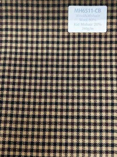 MH6511-CB Estambre de lana y mohair fabricado en Japón, estilo Tonic estándar, cuadros marrón camello