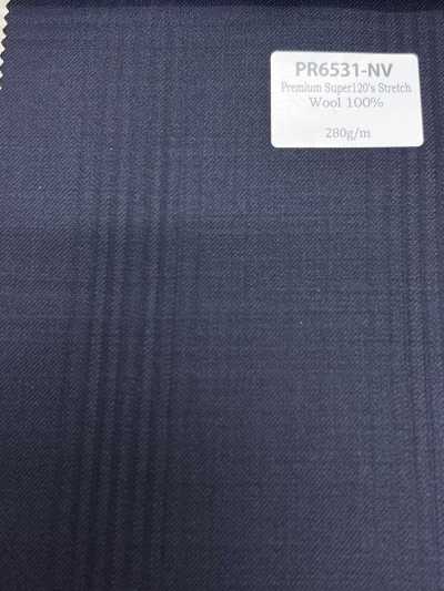 PR6531-NV Estándar fabricado en Japón, premium Super 120's, raya elástica de hilo sencillo, azul marino