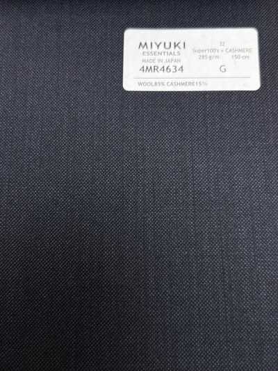 4MR4634 26AW Super100's × Cachemira azul marino sin estampado