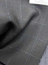 ZA4641 MARZOTTO Super110's Cuadro bordado negro x azul[Textil] HOSOI SYOJI Más fotos