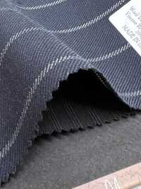 ZA4650 Lana virgen peinada azul marino × rayas blancas[Textil] HOSOI SYOJI Más fotos