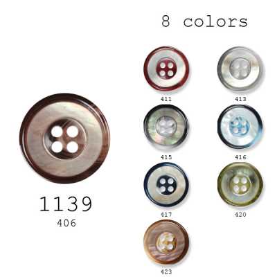 1139 Botón de concha natural/poliéster hecho en Japón para trajes y chaquetas